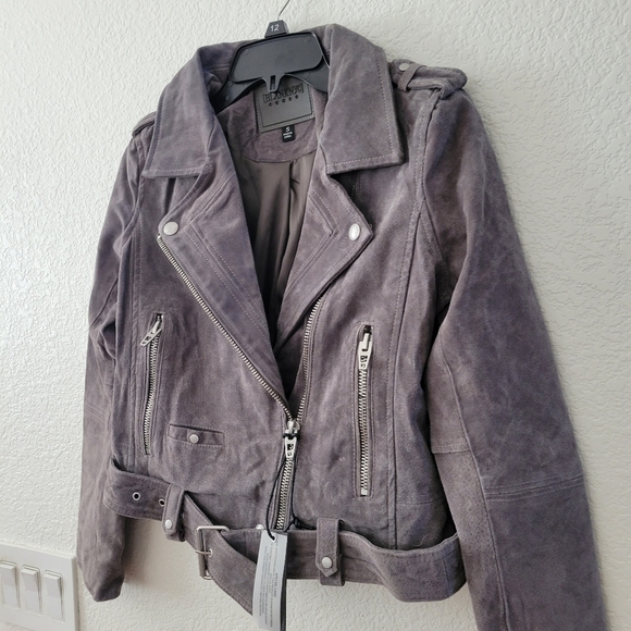 Blank NYC Suede Moto Leather Jacket S Grey NWT - Picture 3 of 9